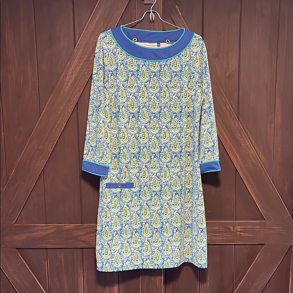 Cabana Life Casual Yellow and Blue Sheath Dress